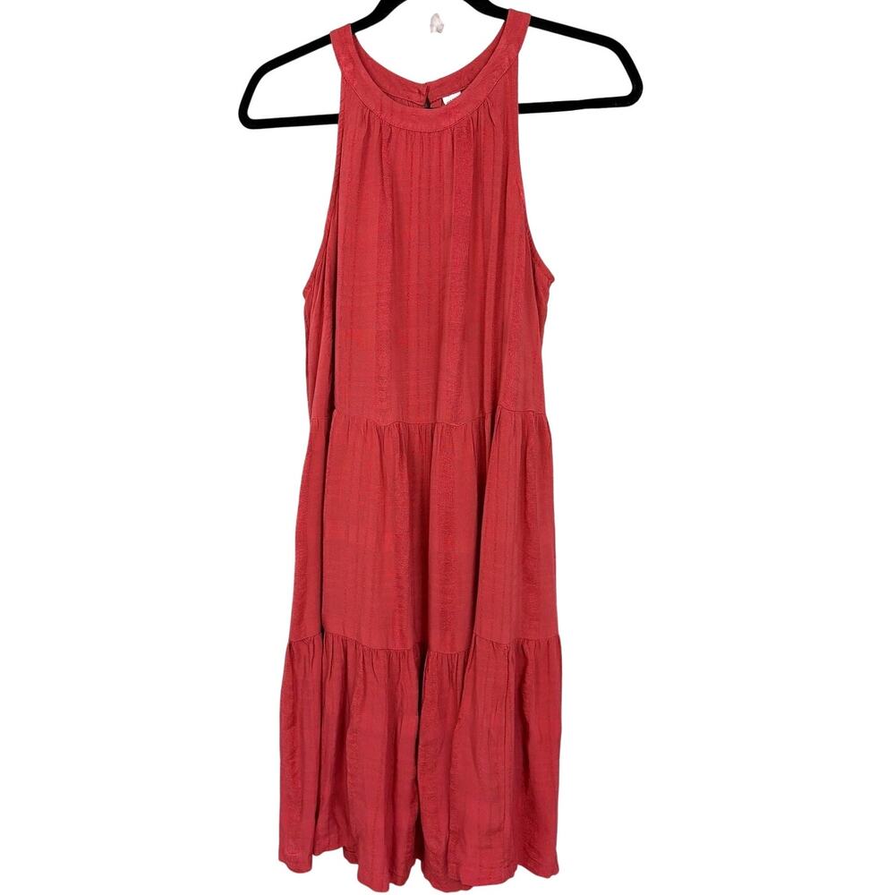 Old Navy Boho-Chic Granola Girl Peasant Tiered Flowy Casual Coral Swing Dress M